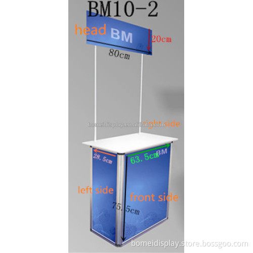 Portable exhibition table with folding screen